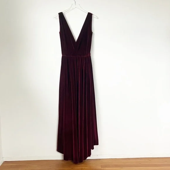 Ripley Rader 2 Velvet Dress Burgundy Red Low Deep Cut V Neck - Picture 4 of 11